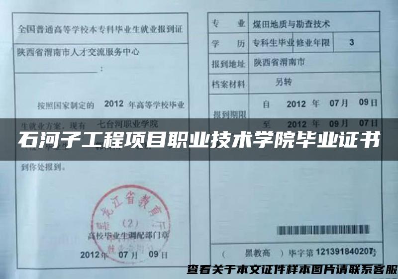 石河子工程項目職業技術學院畢業證書