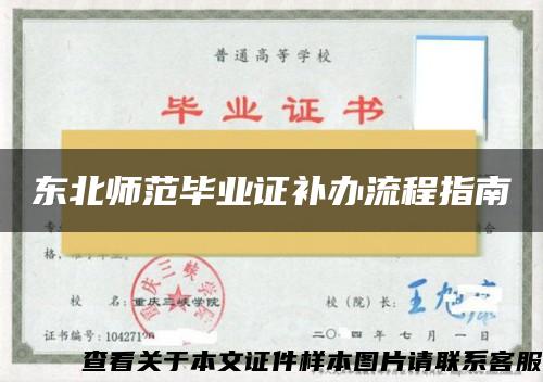 東北師范畢業證補辦流程指南
