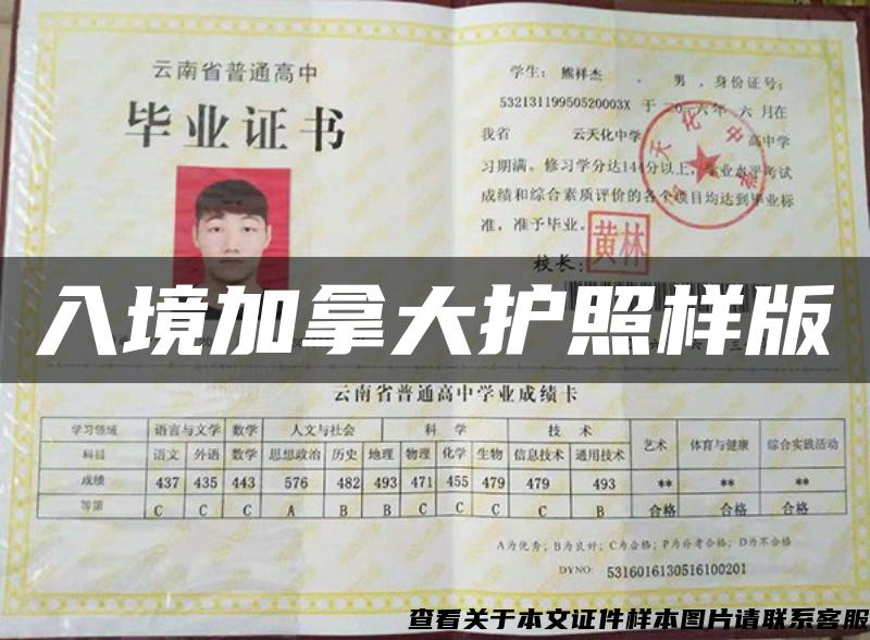 入境加拿大護照樣版