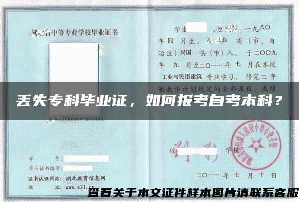 丟失?？飘厴I證，如何報考自考本科？