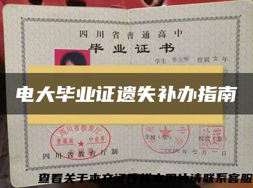 電大畢業證遺失補辦指南