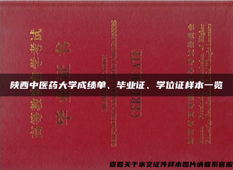 陜西中醫藥大學成績單、畢業證、學位證樣本一覽