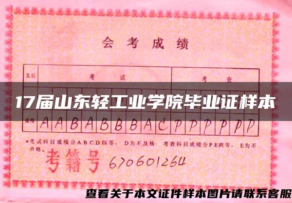 17屆山東輕工業學院畢業證樣本