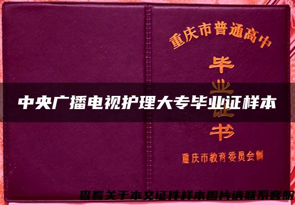 中央廣播電視護理大專畢業證樣本