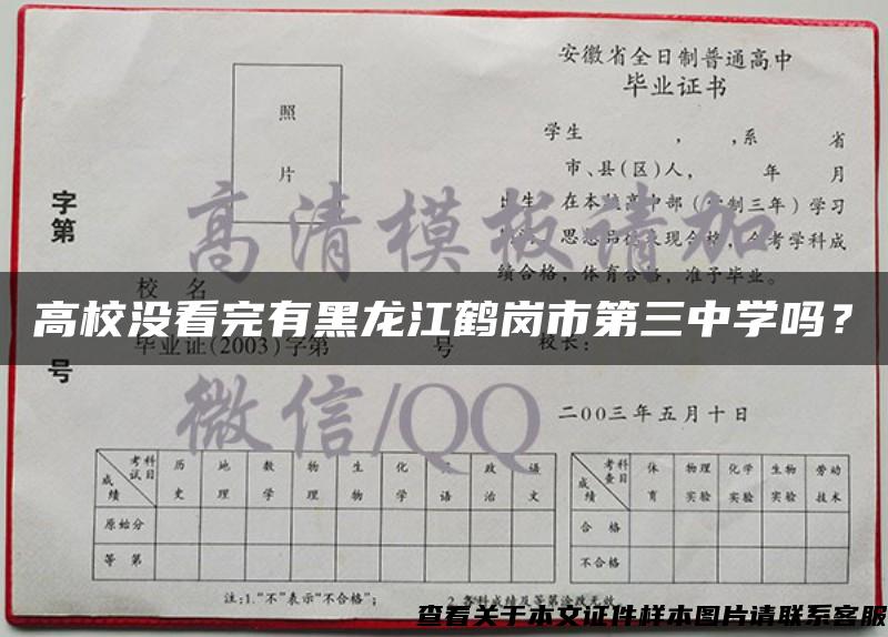高校沒看完有黑龍江鶴崗市第三中學嗎？