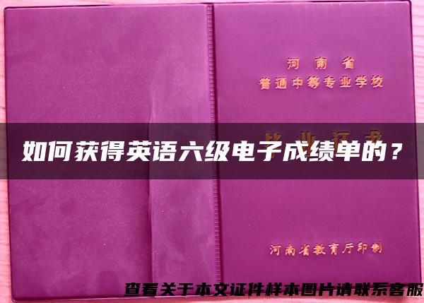 如何獲得英語六級電子成績單的？