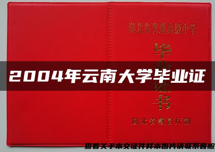 2004年云南大學畢業證