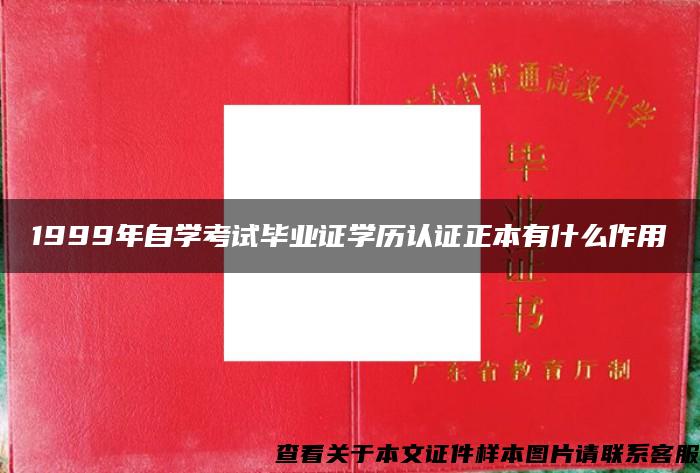 1999年自學考試畢業證學歷認證正本有什么作用