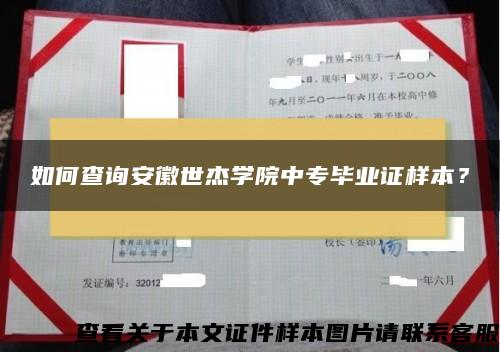 如何查詢安徽世杰學院中專畢業證樣本？