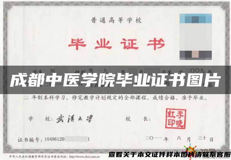 成都中醫學院畢業證書圖片