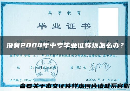 沒有2004年中專畢業證樣板怎么辦？