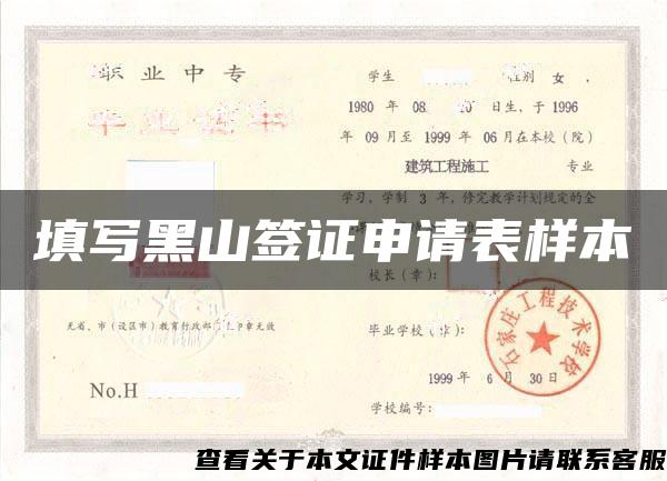填寫黑山簽證申請表樣本