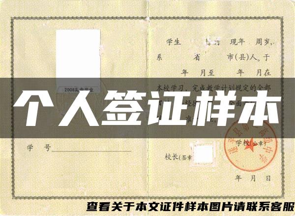 個人簽證樣本