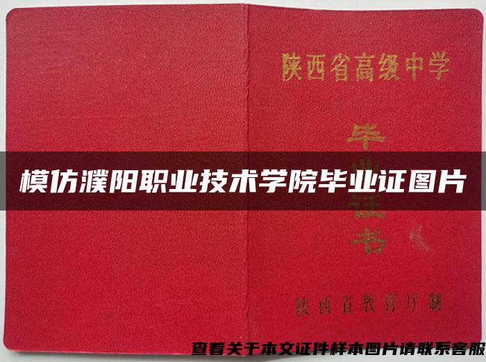 模仿濮陽職業技術學院畢業證圖片