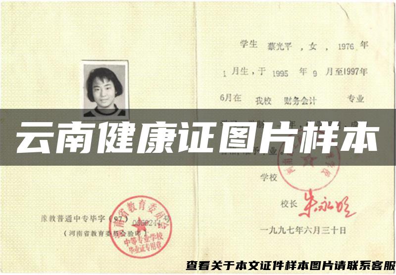 云南健康證圖片樣本