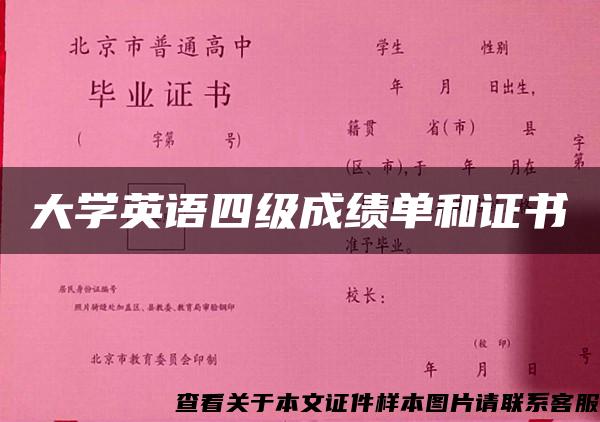 大學英語四級成績單和證書