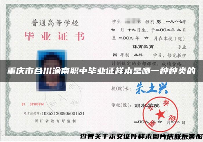 重慶市合川渝南職中畢業證樣本是哪一種種類的