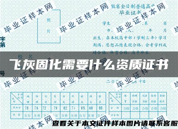 飛灰固化需要什么資質證書