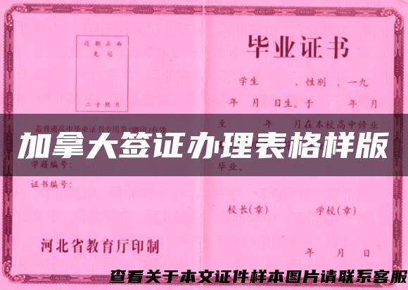 加拿大簽證辦理表格樣版