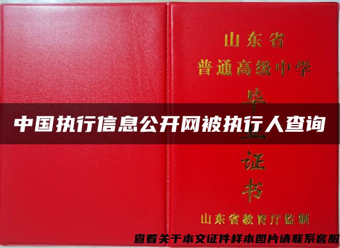 中國執行信息公開網被執行人查詢