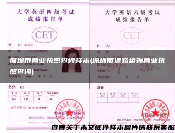 深圳市營業執照查詢樣本(深圳市道路運輸營業執照查詢)