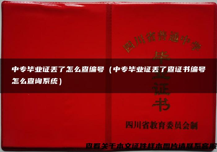 中專畢業證丟了怎么查編號（中專畢業證丟了查證書編號怎么查詢系統）