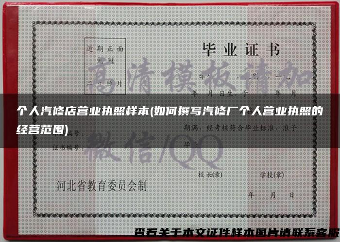 個人汽修店營業執照樣本(如何撰寫汽修廠個人營業執照的經營范圍)