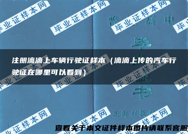 注冊滴滴上車輛行駛證樣本（滴滴上傳的汽車行駛證在哪里可以看到）