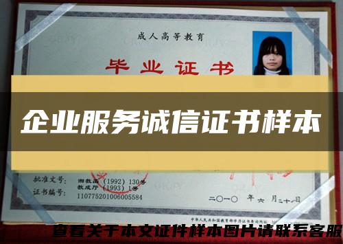 企業服務誠信證書樣本