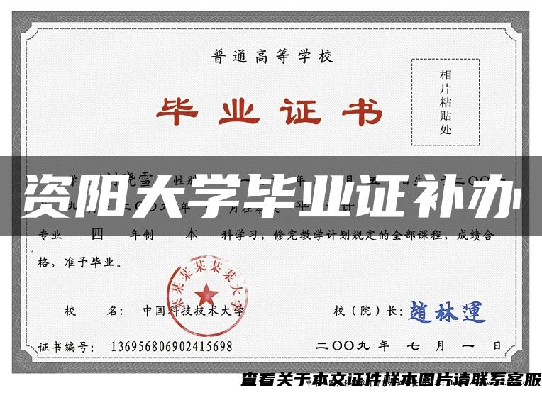資陽大學畢業證補辦