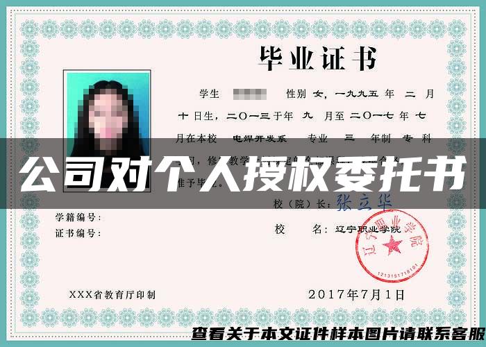 公司對個人授權委托書