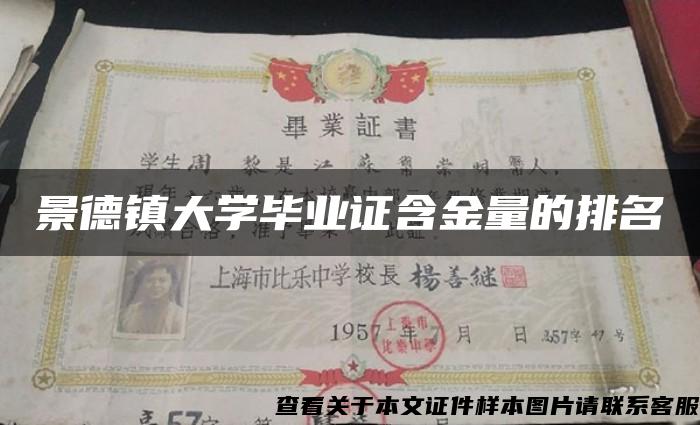 景德鎮大學畢業證含金量的排名