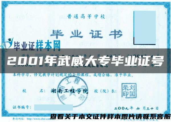 2001年武威大專畢業證號