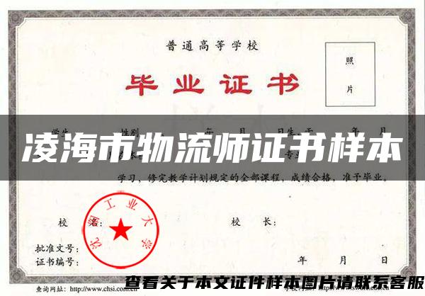 凌海市物流師證書樣本