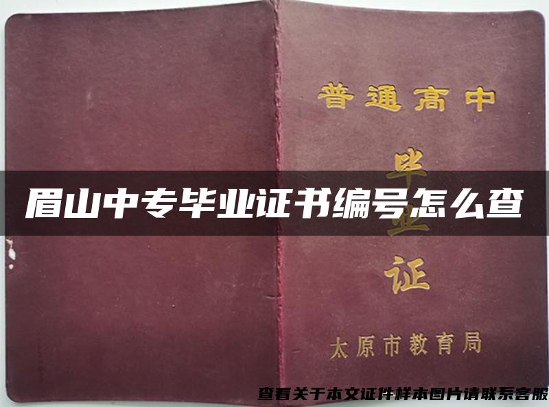 眉山中專畢業證書編號怎么查