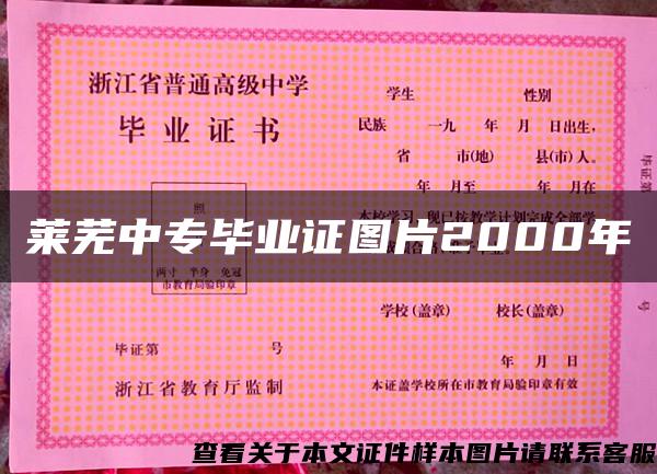 萊蕪中專畢業證圖片2000年