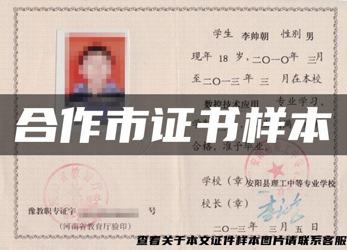 合作市證書樣本