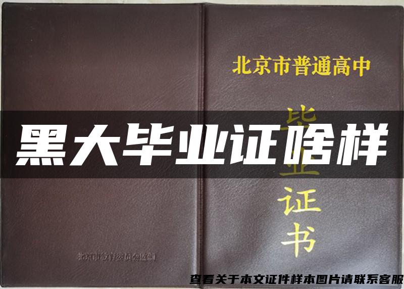 黑大畢業證啥樣