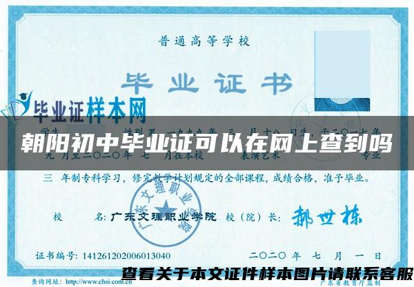 朝陽初中畢業證可以在網上查到嗎