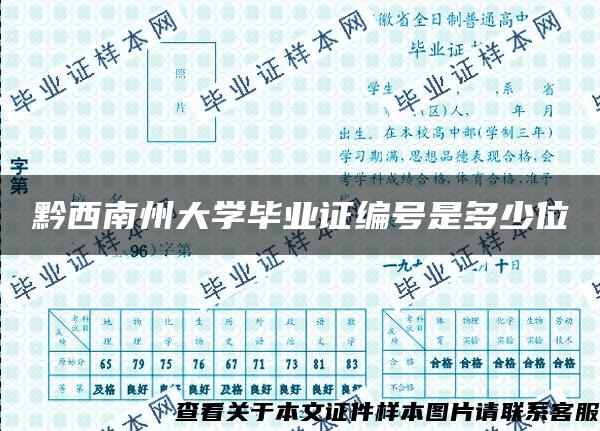 黔西南州大學畢業證編號是多少位