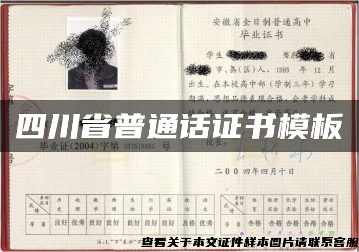四川省普通話證書模板