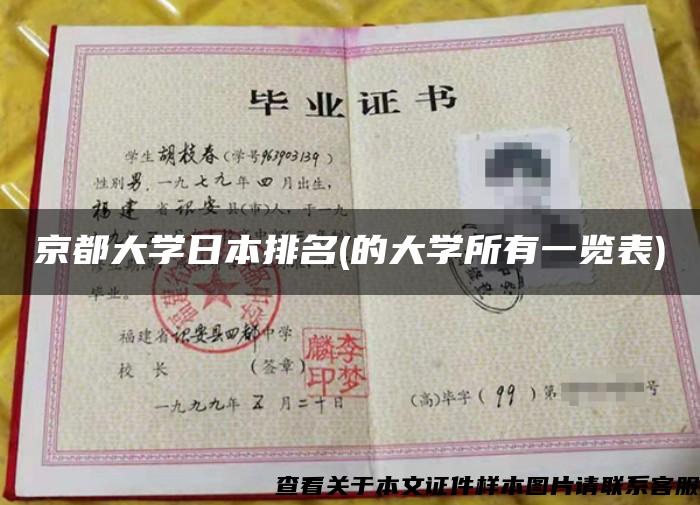 京都大學日本排名(的大學所有一覽表)