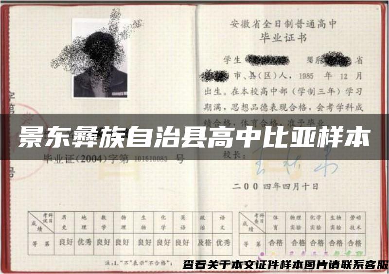 景東彝族自治縣高中比亞樣本