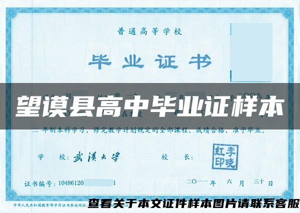 望謨縣高中畢業證樣本
