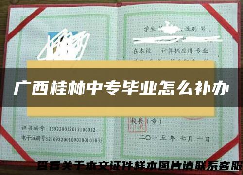 廣西桂林中專畢業怎么補辦