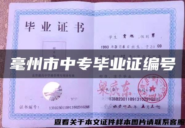 毫州市中專畢業證編號