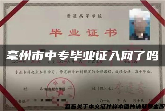 毫州市中專畢業證入網了嗎