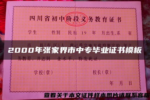 2000年張家界市中專畢業證書模板