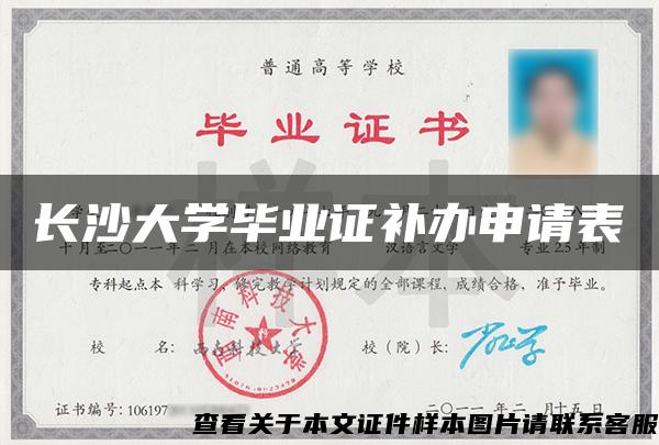長沙大學畢業證補辦申請表