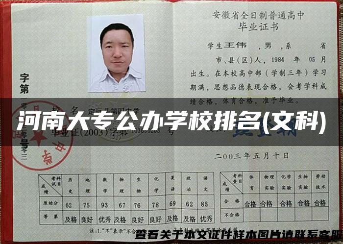河南大專公辦學校排名(文科)